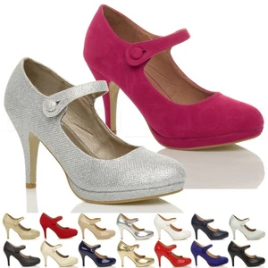 DAMEN HALBHOHER ABSATZ MARY JANE ABEND ARBEIT PLATEAU PUMPS GRÖSSE - Bild 1 von 186