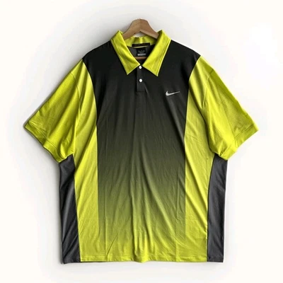 Nike Tiger Woods Collection Dri-Fit Golf Polo Shirt Mesh Gray / Yellow Size XXL - Image 1 of 4