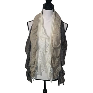 Maurices Scrunched Boho Bufanda Marrón Beige Volantes Flor - Imagen 1 de 6