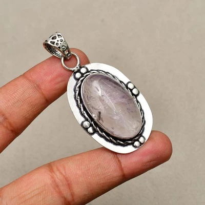 Ciondolo gioiello fatto a mano in argento sterling 925 con pietra preziosa am... - Immagine 1 di 4