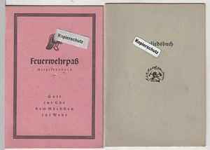 Feuerwehr Freiwillige Feuerwehr  2 Mitgliedsbücher  Feuerwehrpaß  30er Jahre - Picture 1 of 5