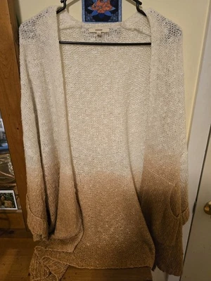 Easel Women's Ombre Knit Open Front Cardigan Sweater Size L Multicolor Boho Long - Image 1 of 4