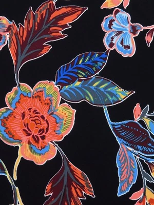 Jersey negro tejido ITY floral diseñador de Nueva York por yarda   Foto 1 de 3