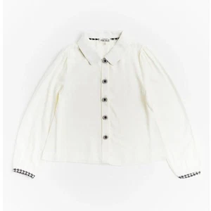 NEW Finding Foxtale Girl Classic Button Blouse Size 5 Ivory Houndstooth Chic $39 - Picture 1 of 8