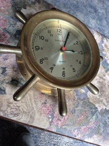 Reloj de Pared Cuarzo Náutico Tiempo de Envío 10.5" Redondo Latón Sólido Envío Rueda Reloj - Imagen 1 de 8