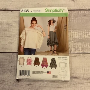 Simplicity 8135 Sewing Pattern Shirt Skirt Asymmetrical Boho XS-XL UNCUT - Picture 1 of 3