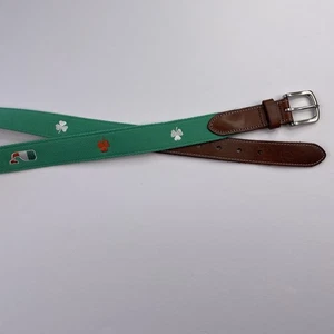 Vineyard Vines Gürtel Herren Größe 38 Irish Shamrock St Patrick Irland Lederbesatz - Bild 1 von 11