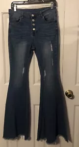 Shein Extreme Damenjeans Glockenunterteil Knopfleiste Used-Look Größe Large # 1288 - Bild 1 von 12