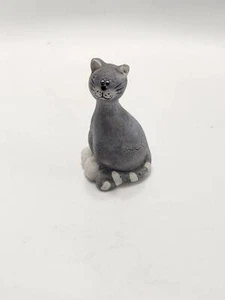 Figura Gato Gris Sentado Cerámica 3" Usada - Imagen 1 de 8