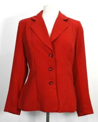 Blazer Vestido de Carrera Studio I Para Mujer Rojo Muesca Solapa Trasera Abertura Tres Botones 8 Foto 1 de 4