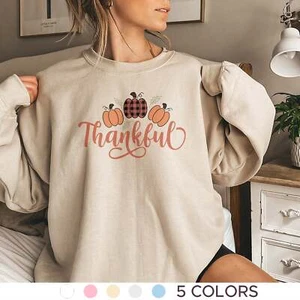 Thankful Sweatshirt, Thanksgiving Sweatshirt for Women, Thanksgiving Sweatshirt, - Picture 1 of 17