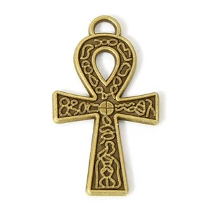 lot de 2 croix ankh égyptienne en argent tibétain 38x20 mm bronze - Bild 1 von 2