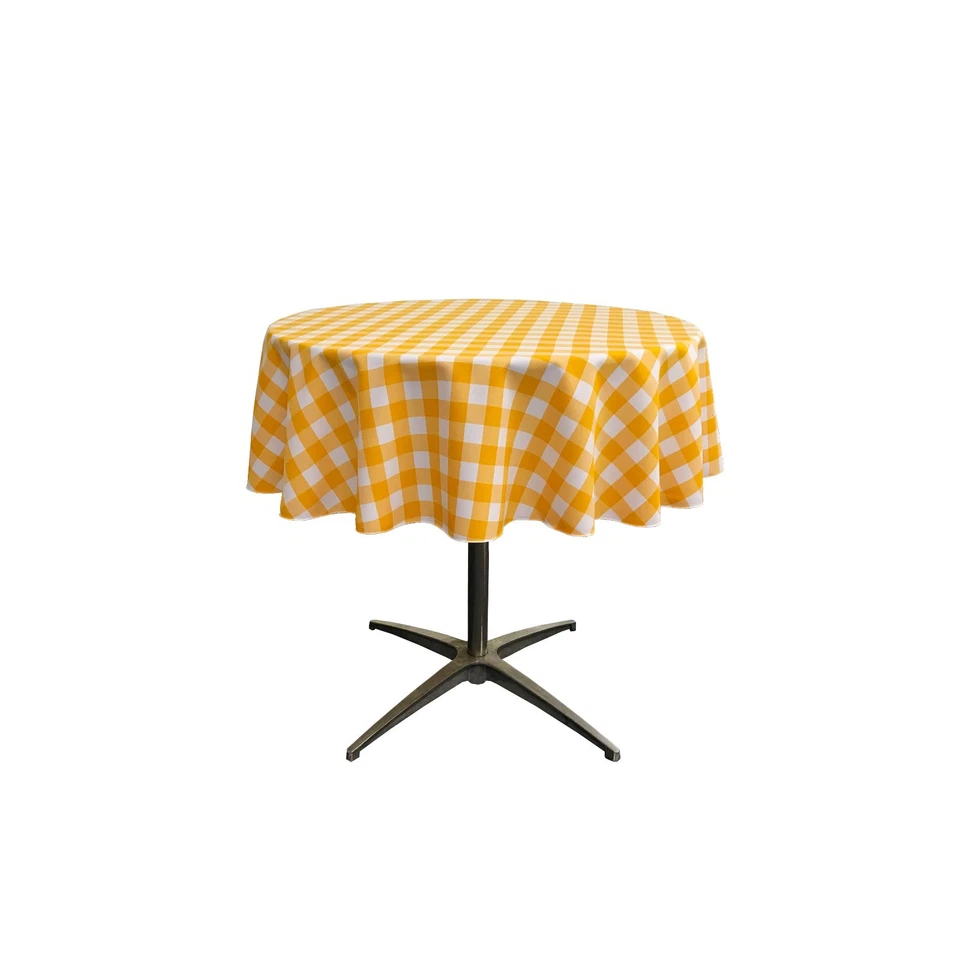 LA Linen Polyester Gingham Checkered 58-Inch Round Tablecloth.  Made in USA - Image 1 of 1