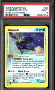 2003 Pokemon PSA 9 Mint Sharpedo 22/109 EX Ruby & Sapphire Reverse Holo Foil - Picture 1 of 2