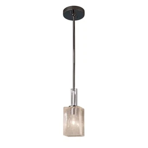 Justice Design Fusion Era 1-LT LED Mini-Pendant SQ, Flat Rim, Seed/Chrome - Picture 1 of 1