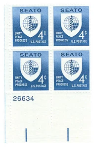 1960 Block of 4 cent SEATO - Unity Peace Progress Stamps - Picture 1 of 2