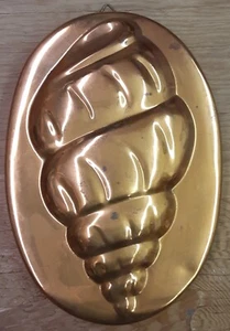 Vintage Copper Mold Oval Spiral Shell Wall Hanger Tin Lined Korea 6.5" x 2" x 9" - Picture 1 of 13
