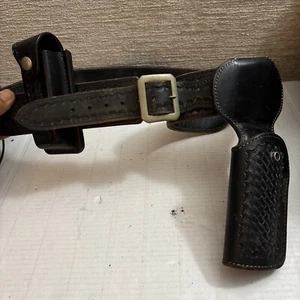 Bianchi Leather Basketweave Gun Holster Belt Size 42 Colth 45 & 20B Ammo Pouch - Picture 1 of 13