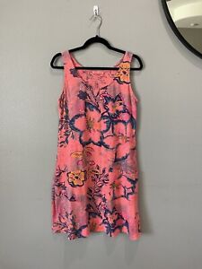 Fresh Produce Papaya Pink Sleeveless Jersey Pocket Tank Dress Floral Small Cotto
