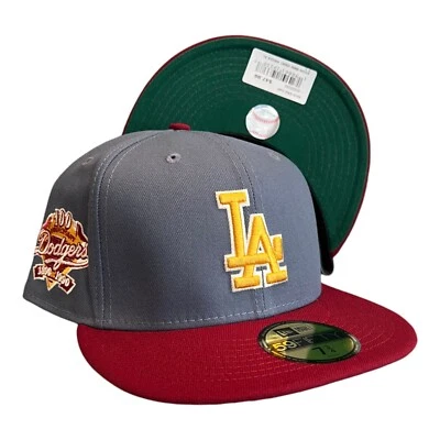 New Era Los Angeles Dodgers 59FIFTY Fitted Hat Cap 100th Season Side Patch 7 7/8 - Image 1 of 4