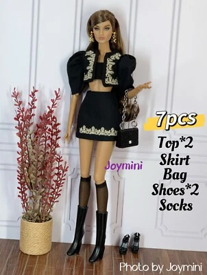 7 peças para moda Royalty Integrity Poppy Parker NuFace bonecas roupas sapatos bolsa - Imagem 1 de 4