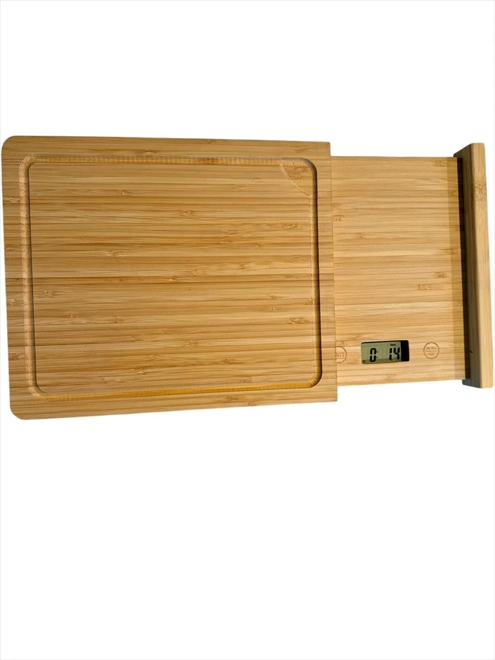 Компактная бамбуковая разделочная доска 2 в 1 с цифровыми весами - емкость 10 фунтов - Изображение 1 из 4