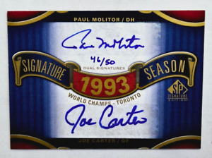 2012 SP Signature Paul Molitor / Joe Carter Blue Jays World Champs Dual Auto /50