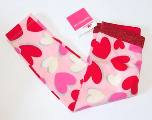 Girls 2 2T Toddler Valentines Leggings Hearts Glitter Waist - Picture 1 of 6