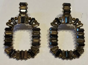 Baublebar Gena Hoops Crystal Encrusted Square Statement Earrings Brown - Picture 1 of 4
