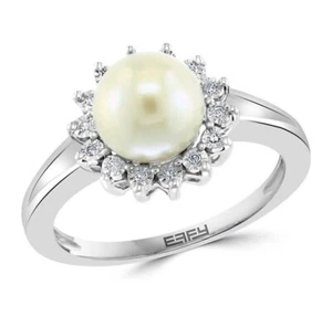 New! Pearl & Silver Ring W Diamond Ring /Effy /Size 7 /$325 - Picture 1 of 6