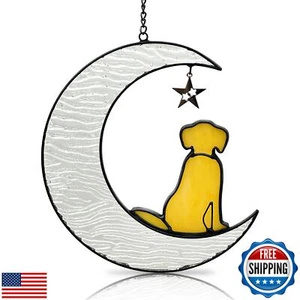 Fhiny Dog Memorial Suncatcher Stained Glass Dog Memorial Gifts Window Hanging - Picture 1 of 5