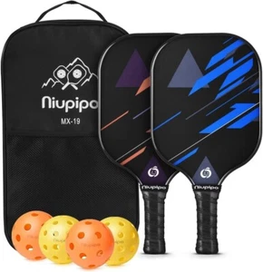 NIUPIPO-MX19 Lightweight Pickeball Rackets w/ Fiberglass Surface Set - Picture 1 of 7