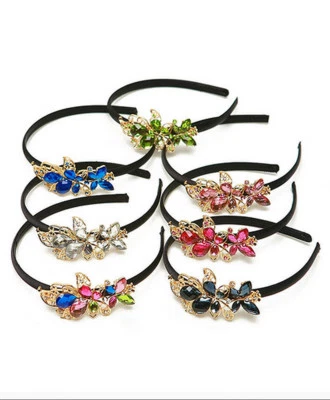 EVE BUTTERFLY CLEAR PINK BLUE BLACK GREEN MULTI METAL CRYSTAL GOLD HEADBAND NEW - Image 1 of 3