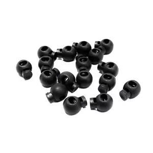 10, 50 or 100 x 20mm Plastic Cord Locks Black Round Spring Toggles Stoppers - Picture 1 of 1