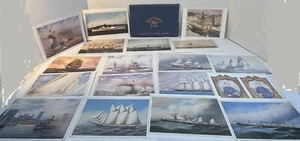 Vintage Ship Painting Postcard Portfolio Smith Gallery New York Set Of 18 - Picture 1 of 17