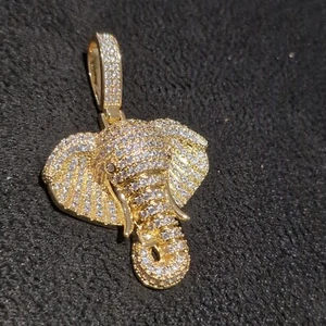 Iced Out Elephant Head Gold Filled 14K VVS Clarity CZ - Picture 1 of 2