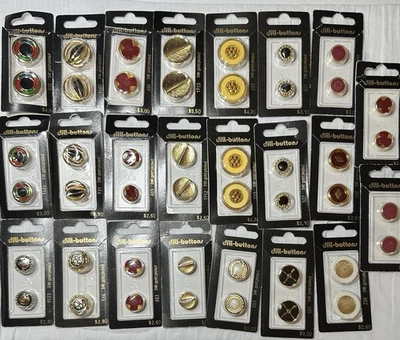 23 Packs Of Dill Buttons All 24k Gold Plated Enamel Metal Shank NIP Variety - Image 1 of 4