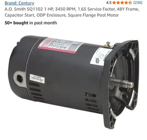 NEW CENTURY U.A. Smith Original SQ1102 Motor 1 PS 3.450 U/min 48Y 115/230V 5PB92 - Bild 1 von 3
