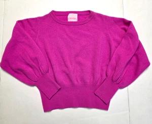 Nwot CRUSH Prague Crop Crew Neck Sweater Women's 1 Small S 100% CASHMERE Pink - Picture 1 of 6