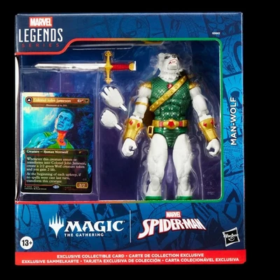 Marvel Legends 6" Spider Man Magic The Gathering Man Wolf Action Figure and Card - Image 1 of 4