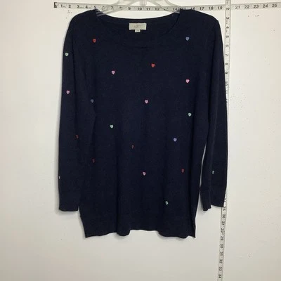 Talbots开衫毛衣女式中号蓝色多色刺绣圆点 — 第 1/4 张图片