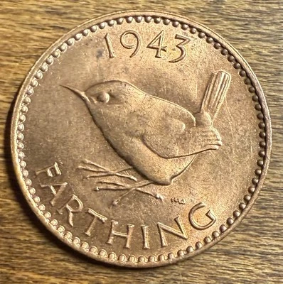 Amazing Uncirculated United Kingdom 1943 1 Farthing-George VI KM#843 - Image 1 of 2