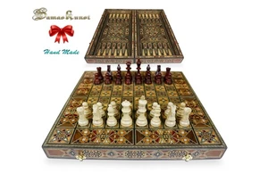 Holz Backgammon/Schach Brett BK512 F - Bild 1 von 11