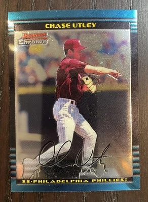 Bowman Chrome #241 Chase Utley 2002 radiocontrol novato Philadelphia Phillies Foto 1 de 2