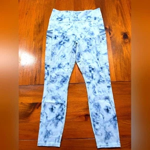 Leggings nuovi con etichette Fabletics marmo fumè/blu ferro Trinità vita alta tasca 7/8 L - Foto 1 di 4
