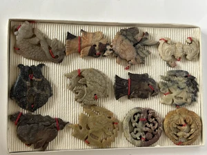 Vintage Soapstone Carvings in Original Box of 12 Republic of China - Picture 1 of 14