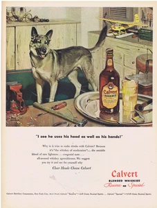 1947 German Shepherd Tom Lovell Art Calvert Whiskey Print Ad - Picture 1 of 1