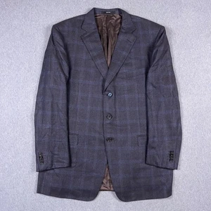 Ermenegildo Zegna Blazer Mens EU 58R / US 48R Silk Cashmere Windowpane Italy - Picture 1 of 15