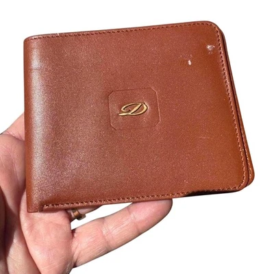 S.T. Carteira dupla Dupont Paris couro marrom conhaque — Feita na França - Imagem 1 de 4