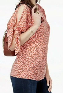 New Michael Kors Split-Sleeve Leopard-Print Top Size Small - Picture 1 of 11